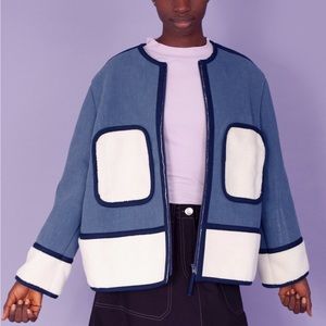 L.F. Markey blue Gordon fake shearling coat size UK 8 / US 4